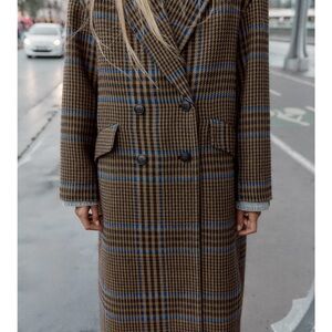 Zara Brown and Blue Plaid Coat